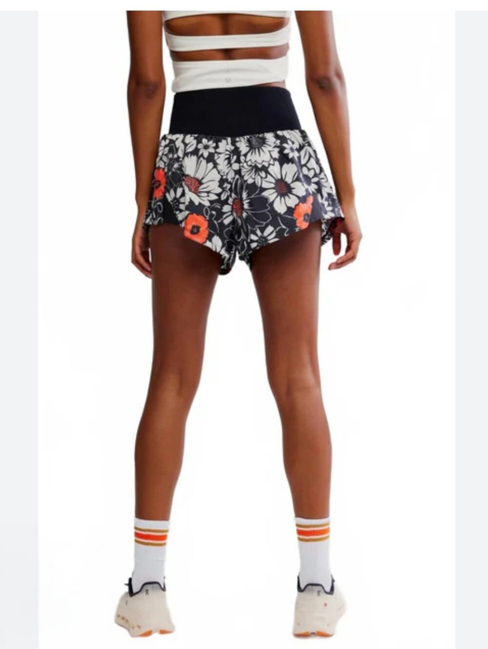 Free People FP Movement Carpe Diem Shorts In Tuxedo Floral Sz L, NWT